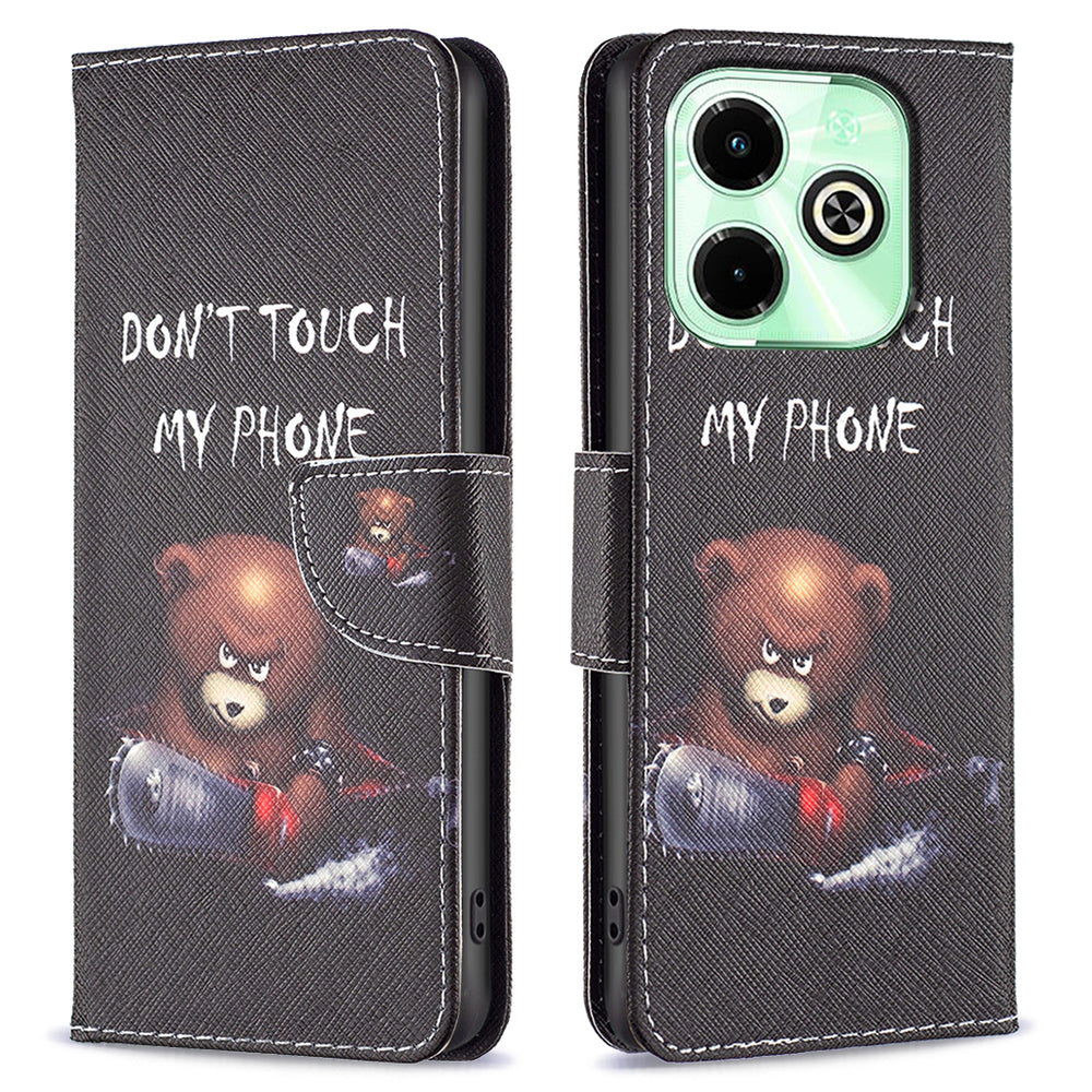 For Transsion Infinix Hot 40 / Hot 40 Pro Leather Phone Case Protective Wallet Cover Pattern Printed - Bear For Transsion Infinix Hot 40 / Hot 40 Pro Leather Phone Case Protective Wallet Cover Pattern Printed - Bear